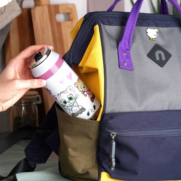 Kubek termiczny ORION PUSZKA KOTEK 400 ml ze słomką i ustnikiem do szkoły