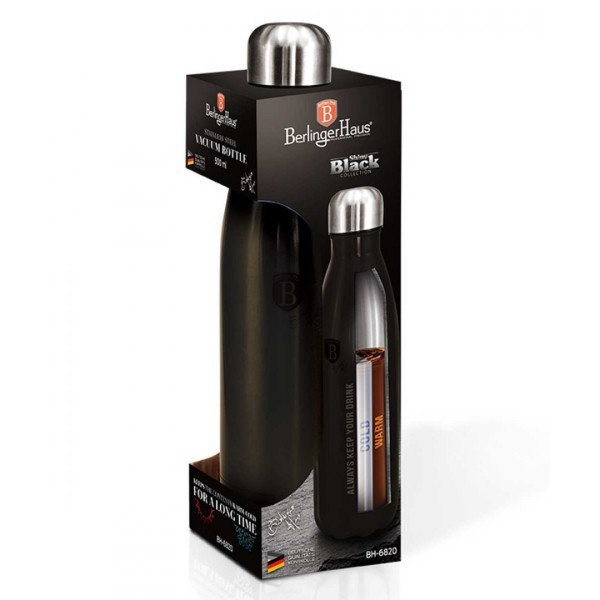 Kubek termiczny Berlinger Haus Metallic Line 500 ml Shiny Black BH-6820 do napojów gorących i zimnych