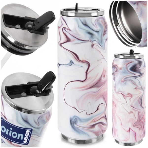 Kubek termiczny Orion GLAMOUR 124828 500 ml — puszka ze słomką i ustnikiem