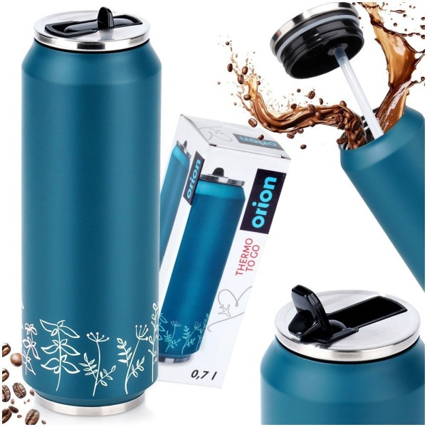 Kubek termiczny Orion LOUKA 700 ml — puszka z ustnikiem i rurką do kawy