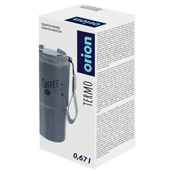 Kubek termiczny, ORION TERMO 112281 — kubek do samochodu, szkoły 590 ml, szary