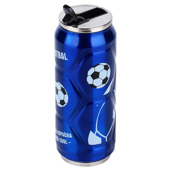 Kubek termiczny ORION PUSZKA 125895 500 ml z ustnikiem i słomką — niebieski