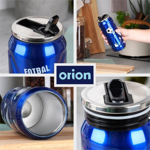 Kubek termiczny ORION PUSZKA 125895 500 ml z ustnikiem i słomką — niebieski