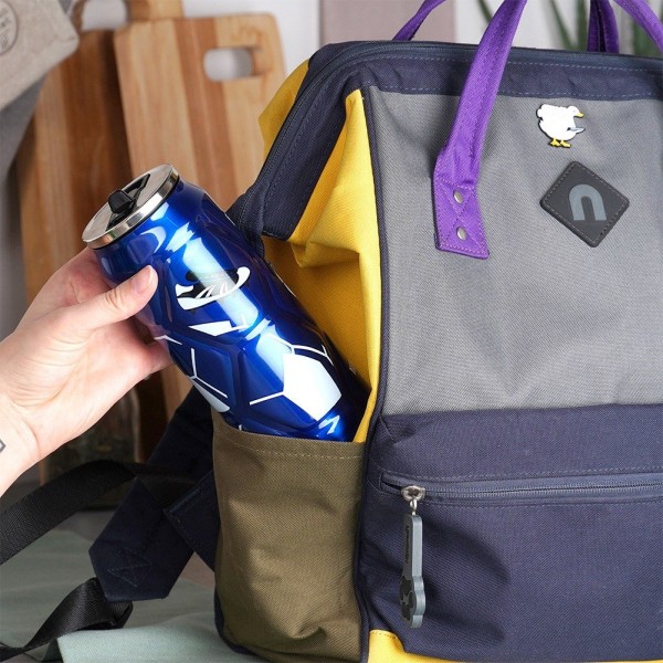 Kubek termiczny ORION PUSZKA 125895 500 ml z ustnikiem i słomką — niebieski