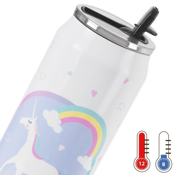 Kubek termiczny Orion UNICORN 500 ml — bidon do szkoły z ustnikiem i słomką