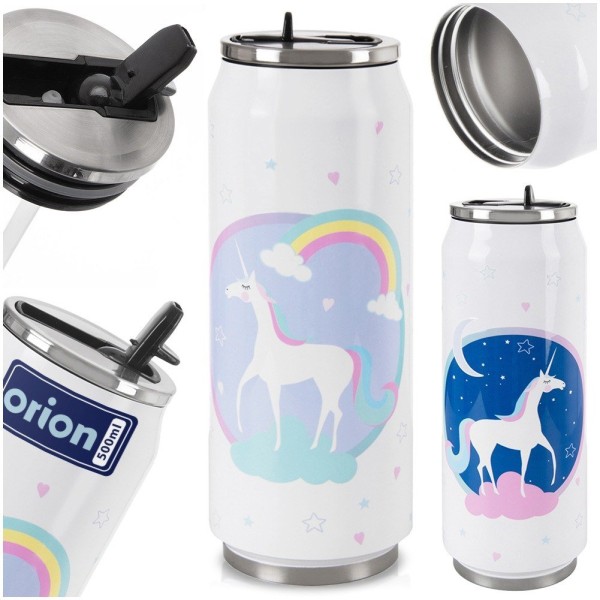 Kubek termiczny Orion UNICORN 500 ml — bidon do szkoły z ustnikiem i słomką