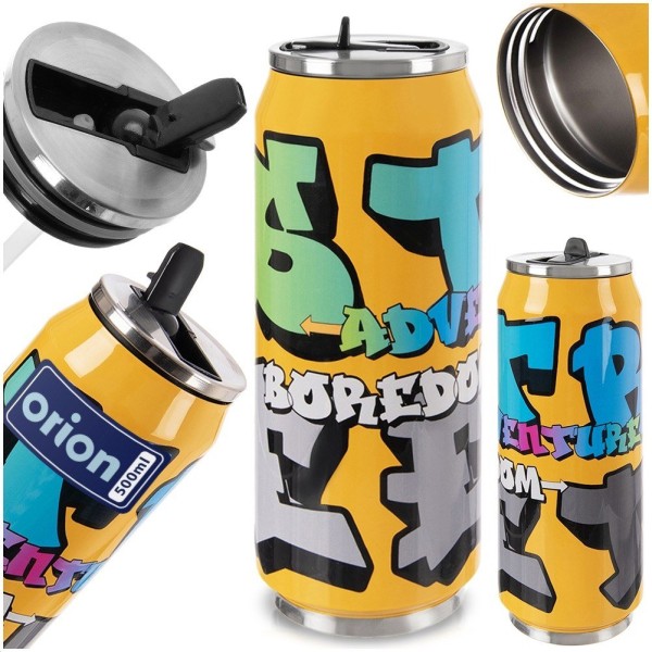 Kubek termiczny Orion PUSZKA 128533 Graffiti 500 ml ze słomką do szkoły