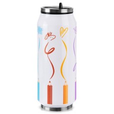 Kubek termiczny ORION PUSZKA 500 ml z rurką/ustnikiem do szkoły — wzór Kredki