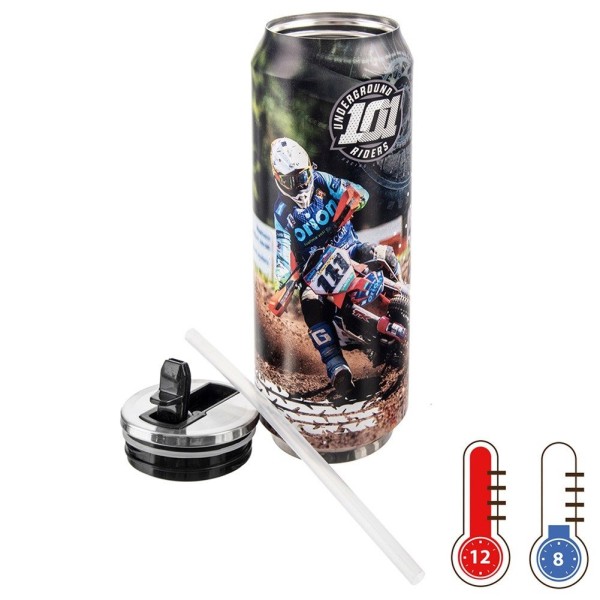 Kubek termiczny Orion RAJD 700 ml — puszka ze słomką i ustnikiem, do szkoły