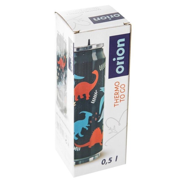 Kubek termiczny Orion 128514 Puszka z ustnikiem i słomką 500 ml — do szkoły, motyw dinozaur