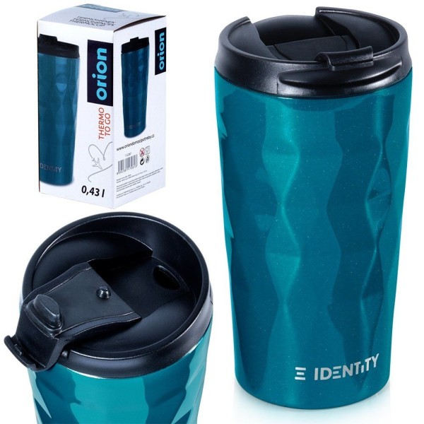 Kubek termiczny ORION 112267 — stalowy 430 ml do auta, na kawę i herbatę, niebieski