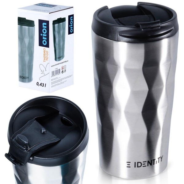 Kubek termiczny ORION 112268 — stalowy 430 ml do kawy i herbaty, do samochodu, srebrny