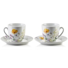 Filiżanki JOY Komplet 6 sztuk ze spodkiem 250 ml do serwowania kawy