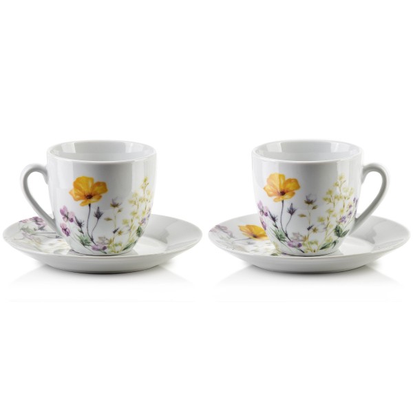 Filiżanki JOY Komplet 6 sztuk ze spodkiem 250 ml do serwowania kawy