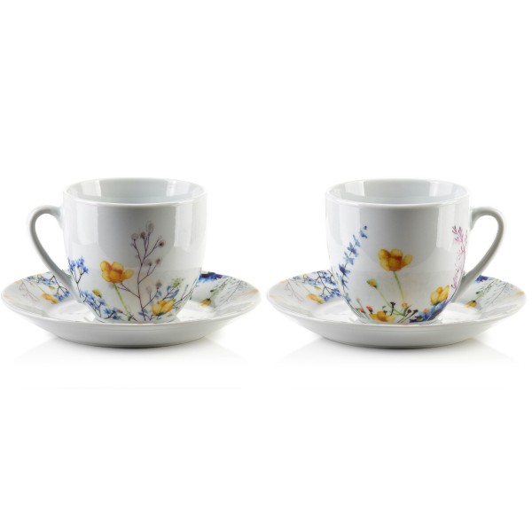 Filiżanki JOY Komplet 6 sztuk ze spodkiem 250 ml do kawy i herbaty