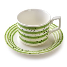 Filiżanki Joy Komplet 6 sztuk ze spodkiem zielone 210 ml do kawy