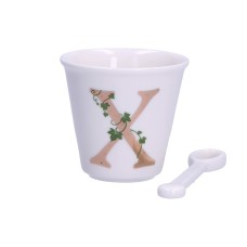 Filiżanka do kawy La Porcellana Bianca Unico 75 ml z łyżeczką Wzór X