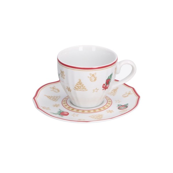 Filiżanka do kawy La Porcellana Bianca Christmas Edition 100 ml ze spodkiem