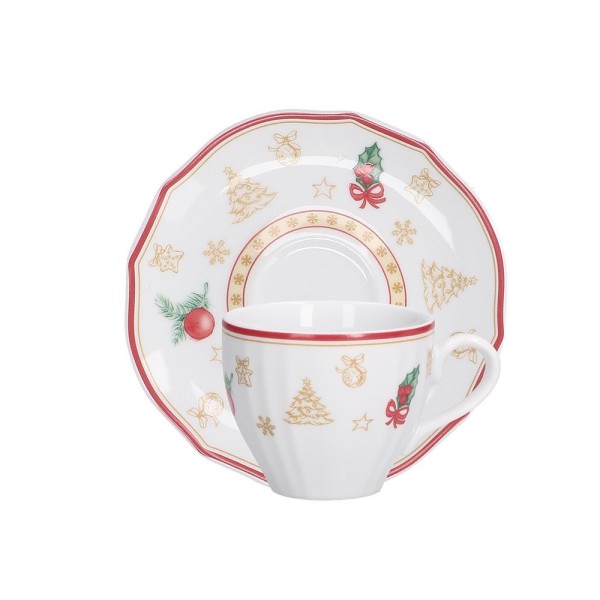 Filiżanka do kawy La Porcellana Bianca Christmas Edition 100 ml ze spodkiem