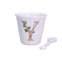 Filiżanka do espresso La Porcellana Bianca Unico 75 ml wzór Y z łyżeczką