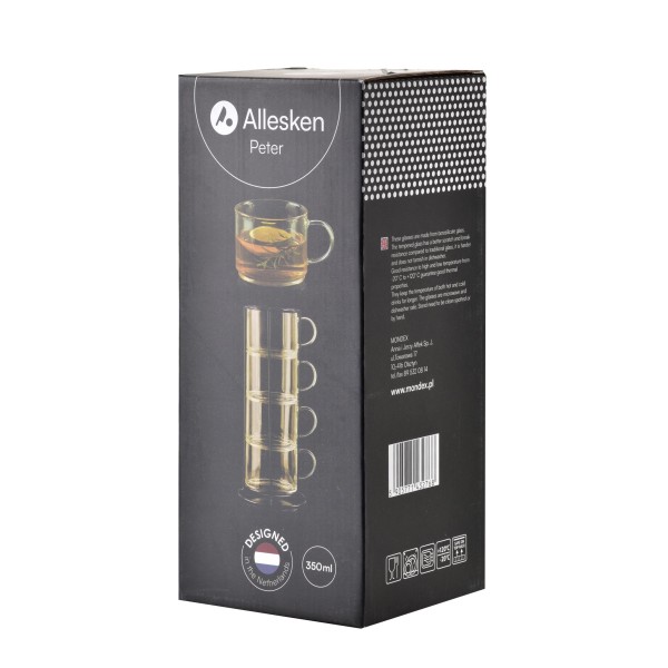 Komplet 4 filiżanek Peter Honey 350 ml na stojaku do serwowania