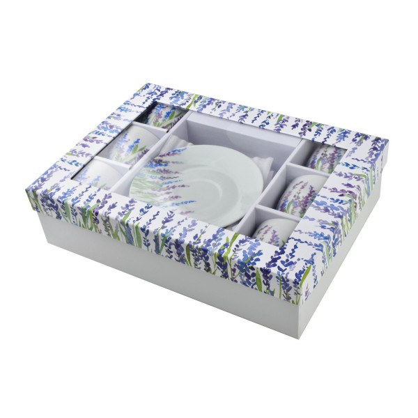 Filiżanki do kawy JOY komplet 6 sztuk 250 ml ze spodkiem