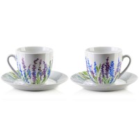 Filiżanki do kawy JOY komplet 6 sztuk 250 ml ze spodkiem