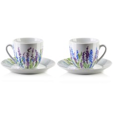 Filiżanki do kawy JOY komplet 6 sztuk 250 ml ze spodkiem