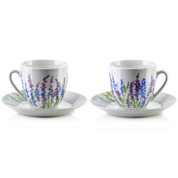 Filiżanki do kawy JOY komplet 6 sztuk 250 ml ze spodkiem