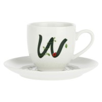 Filiżanka do kawy La Porcellana Bianca Solotua 90 ml wzór W ze spodkiem