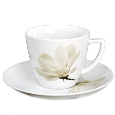 Filiżanka Magnolia Beata/Dorota 350 ml ze spodkiem 17,5 cm do serwowania kawy