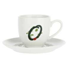 Filiżanka ze spodkiem La Porcellana Bianca Solotua 90 ml wzór O do serwowania kawy