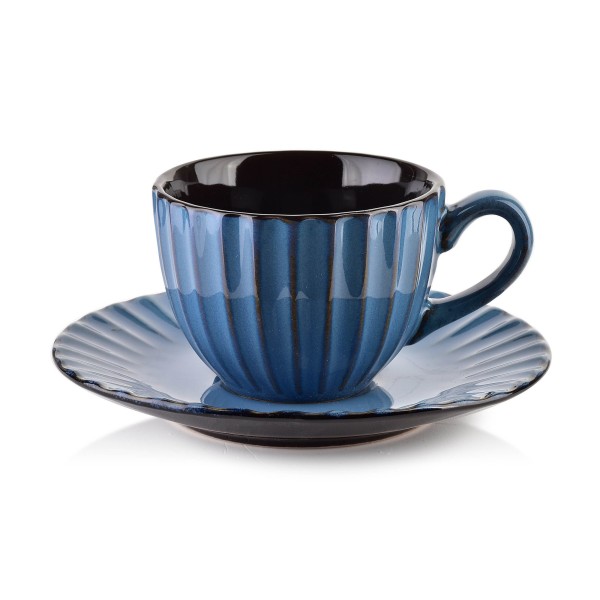 Filiżanka EVIE BLUE 220 ml ze spodkiem do kawy i herbaty