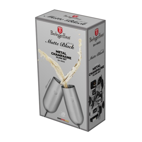 Kieliszki do szampana, BerlingerHaus BH-8665 Matte Black Collection, komplet 6 szt.