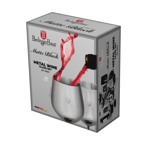 Kieliszki do wina, Berlinger Haus BH-8661 Matte Black Collection — komplet ozdobny