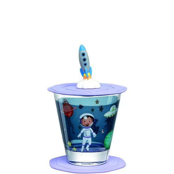 Szklanka Leonardo Bambini Avventura 215 ml z pokrywą i spodkiem do napojów