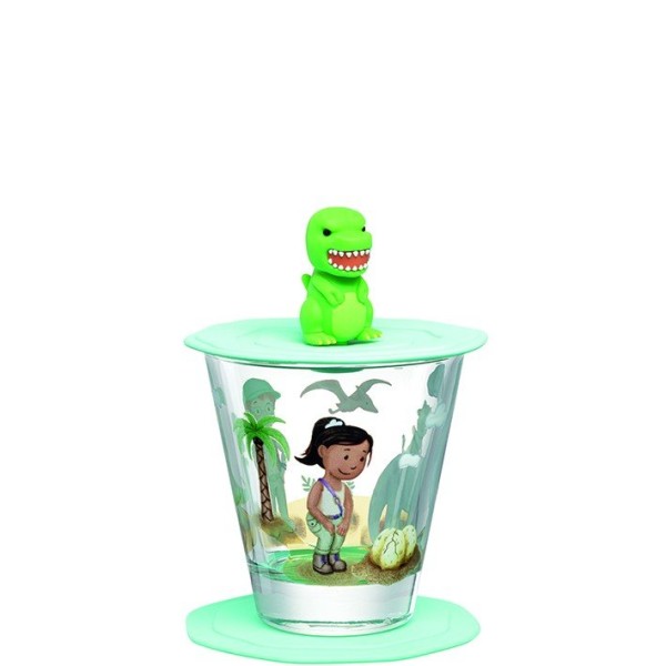 Szklanka Leonardo Bambini Avventura 215ml z pokrywą i spodkiem dziecięca dinozaur