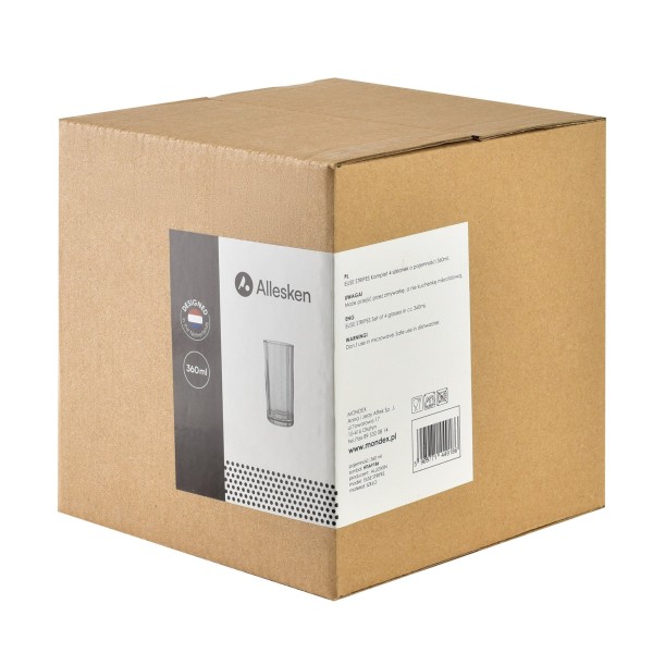 Набір скляних стаканів Elise Stripes, 4 шт, 360 мл, прозорі для домашнього використання