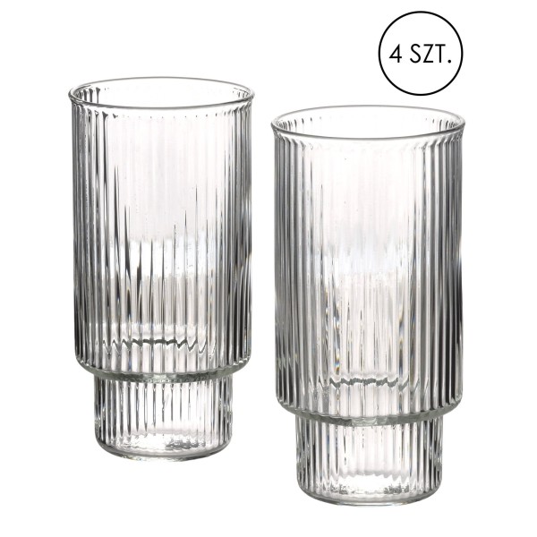 Komplet szklanek Ella Stripes 4 sztuki 400 ml ze szkła borokrzemowego do napojów