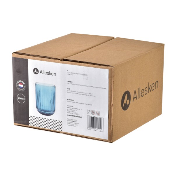 Komplet szklanek Elise Blue 4 sztuki 260 ml do napojów