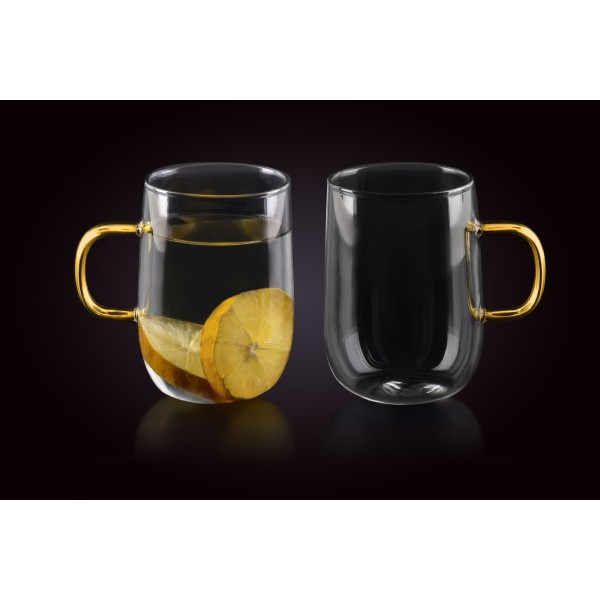 Komplet szklanek termicznych Peter 2x400ml szare do napojów gorących i zimnych