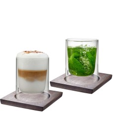 Szklanki termiczne GEFU Mira 2 sztuki 235 ml z podstawkami do napojów