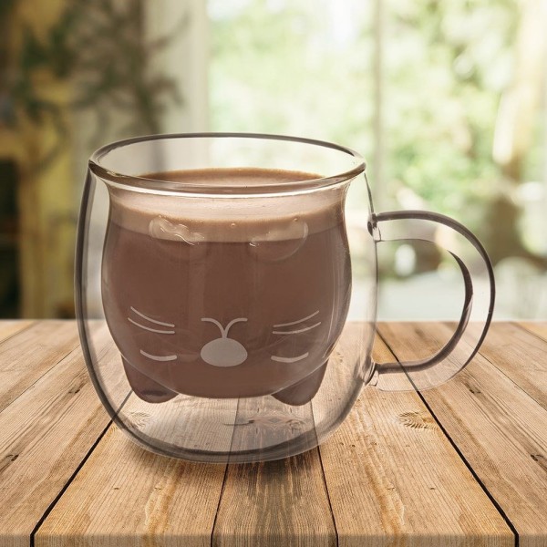 Термочашка ORION DOUBLE 270 ml, котик — для гарячої кави, подвійні стінки