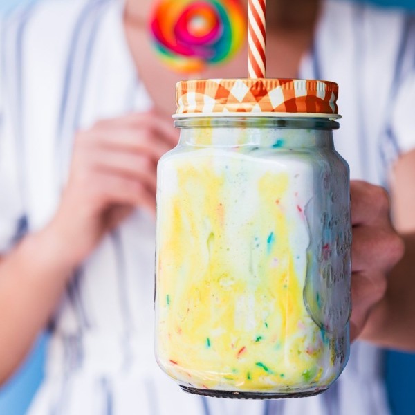 Пляшка для напоїв ORION 125551, скляна 450 мл, зі закруткою та соломкою (для напоїв на прогулянці)