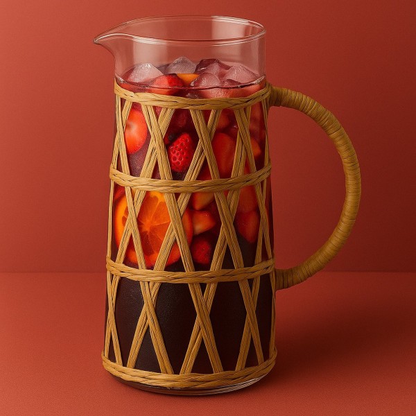 Dzbanek szklany Modern Kitchen 1,1L boho w oplocie do serwowania