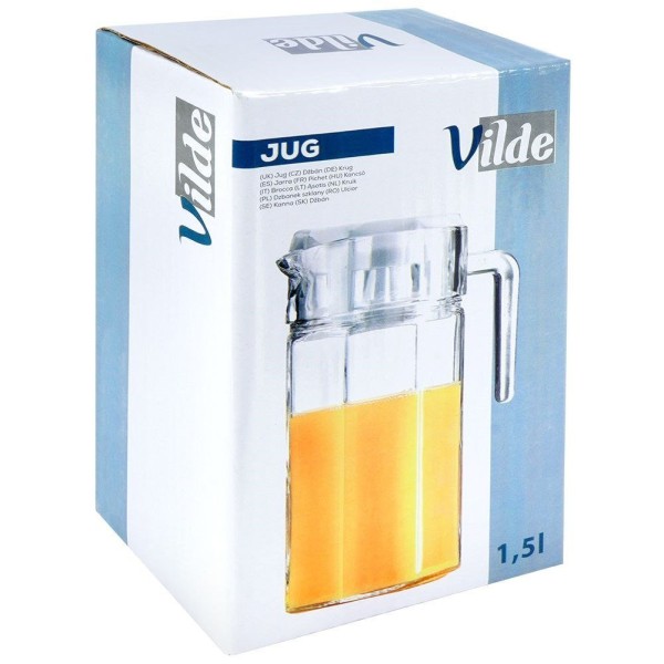 Дзбан для напоїв VILDE 139289, скляний з кришкою 1.5 л — для води, соку, чаю