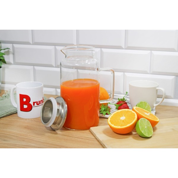 Глечик, Brunbeste BB-2884, для напоїв і лимонаду 1.8 л, скляний для подачі на стіл