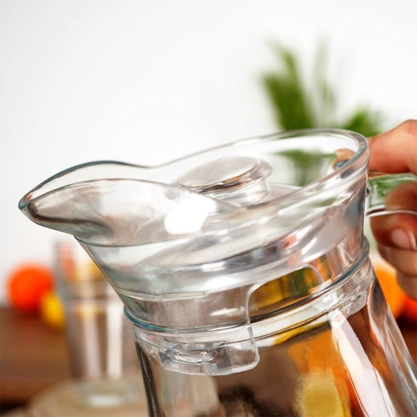 Глечик VILDE 139290 для напоїв, скляний з кришкою 1.4 л — подача соку, води, чаю