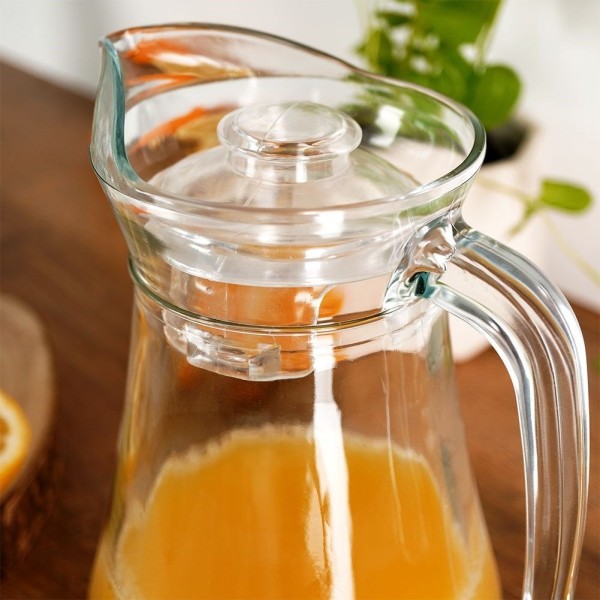 Глечик VILDE 139290 для напоїв, скляний з кришкою 1.4 л — подача соку, води, чаю