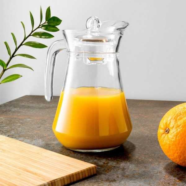 Глечик VILDE 139290 для напоїв, скляний з кришкою 1.4 л — подача соку, води, чаю